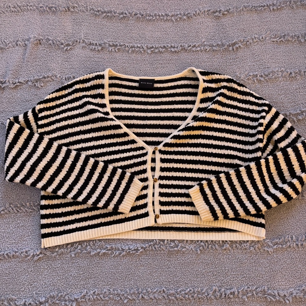 Black and Cream Striped Cardigan
